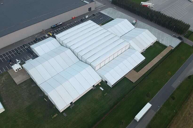 Neptunus Aluhal DMG Waalwijk temporary exhibition hall company party