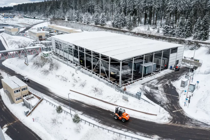 Construction of hospitality structure at full speed for the Biathlon World Cup in Oberhof